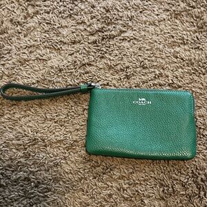 Coach Emerald Green Leather Wristlet